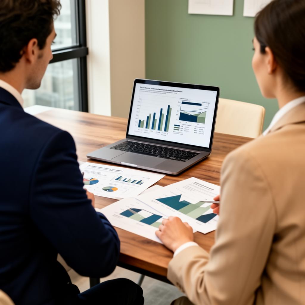 Two advisors reviewing financial charts together